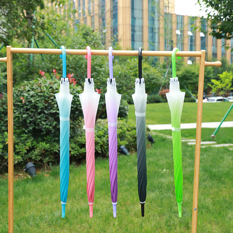 Long Handle Semi-automatic Gradient Umbrella Creative Colorful Translucent Men's and Women's Students Korean Style Small Fresh Cyber Popular Umbrella Long Handle Semi-automatic Gradient Umbrella Creative Colorful Translucent Men's and Women's Students Korean Style Small Fresh Cyber Popular Umbrella