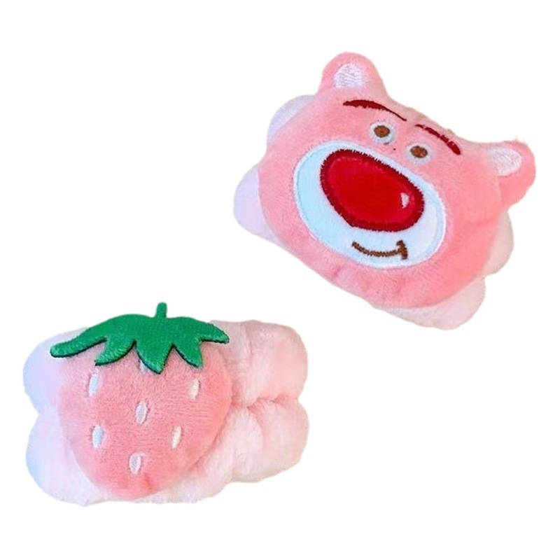 Internet celebridad de dibujos animados lindo correa de muñeca de felpa lavado de cara banda de pelo a prueba de humedad impermeable artefacto fresa oso chica sudor-cordón absorbente