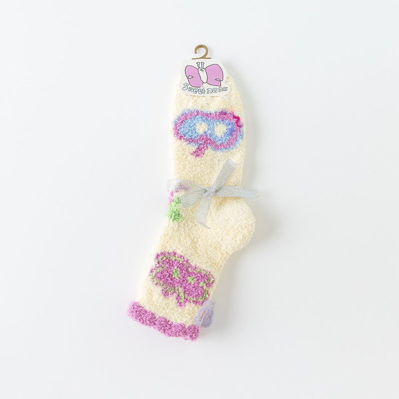 Calcetines de Piso de Caña Media para Mujer de Terciopelo de Coral Térmicos y Absorbentes de Sudor para Invierno en Casa