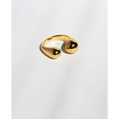 Brass electroplated 18K gold open adjustable ring European and American fashion cold style simple stacked joint ring trend 174