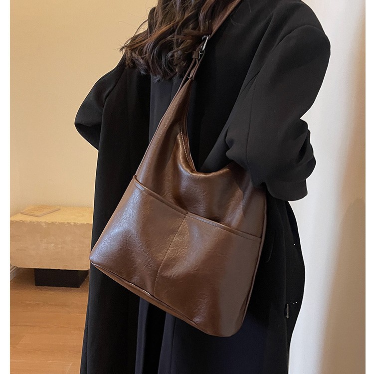 Cross-Border Wholesale New Environmentally Friendly Skin-Friendly Simple and Elegant Large-Capacity Mother-In-Law Bag Shoulder Bag Soft Pu Leather Tote Bag Women's Bag