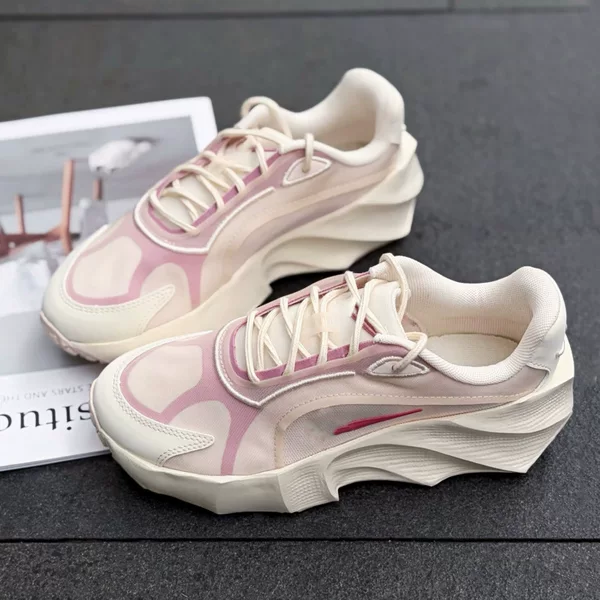 Pure Aura Edge dad shoes, cream strawberry color, thick-soled, height-increasing sneakers, suitable for couples, everyday wear, shopping, and commuting