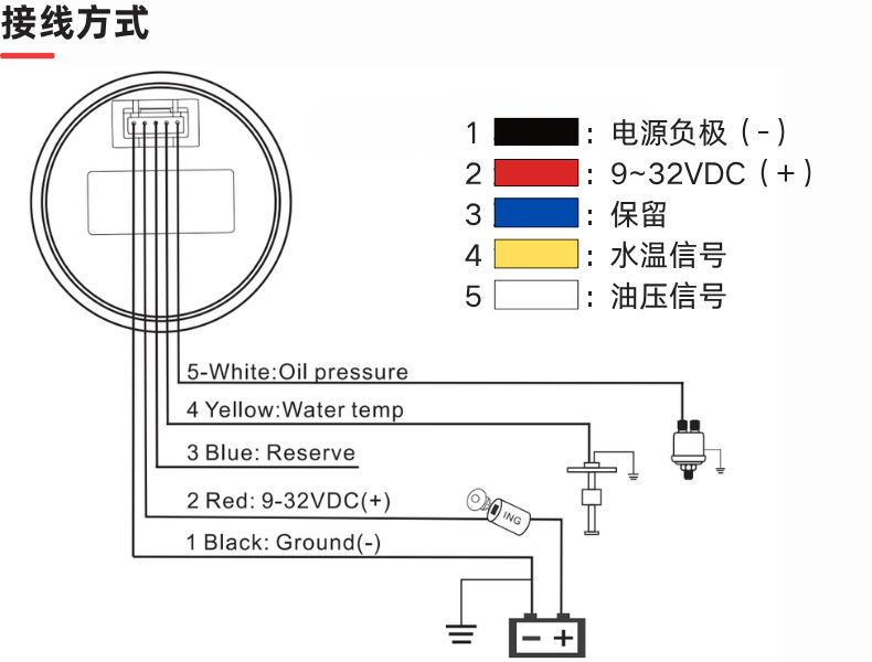Engine Coolant Temperature Gauge, Engine Oil Pressure Gauge, Engine Voltmeter, Three-In-One Multi-Function Car Instrument