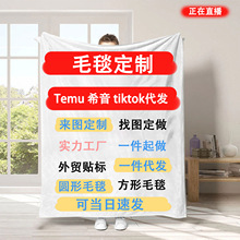 temu希音代发跨境法兰绒毛毯定制亚马逊加厚毯子空调午睡毯定做