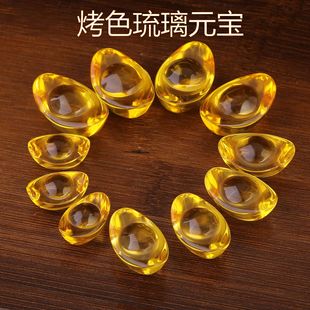 Coloured glaze gold ingot yellow crystal ingot cornucopia accessories home opening rice gift for manza bottle