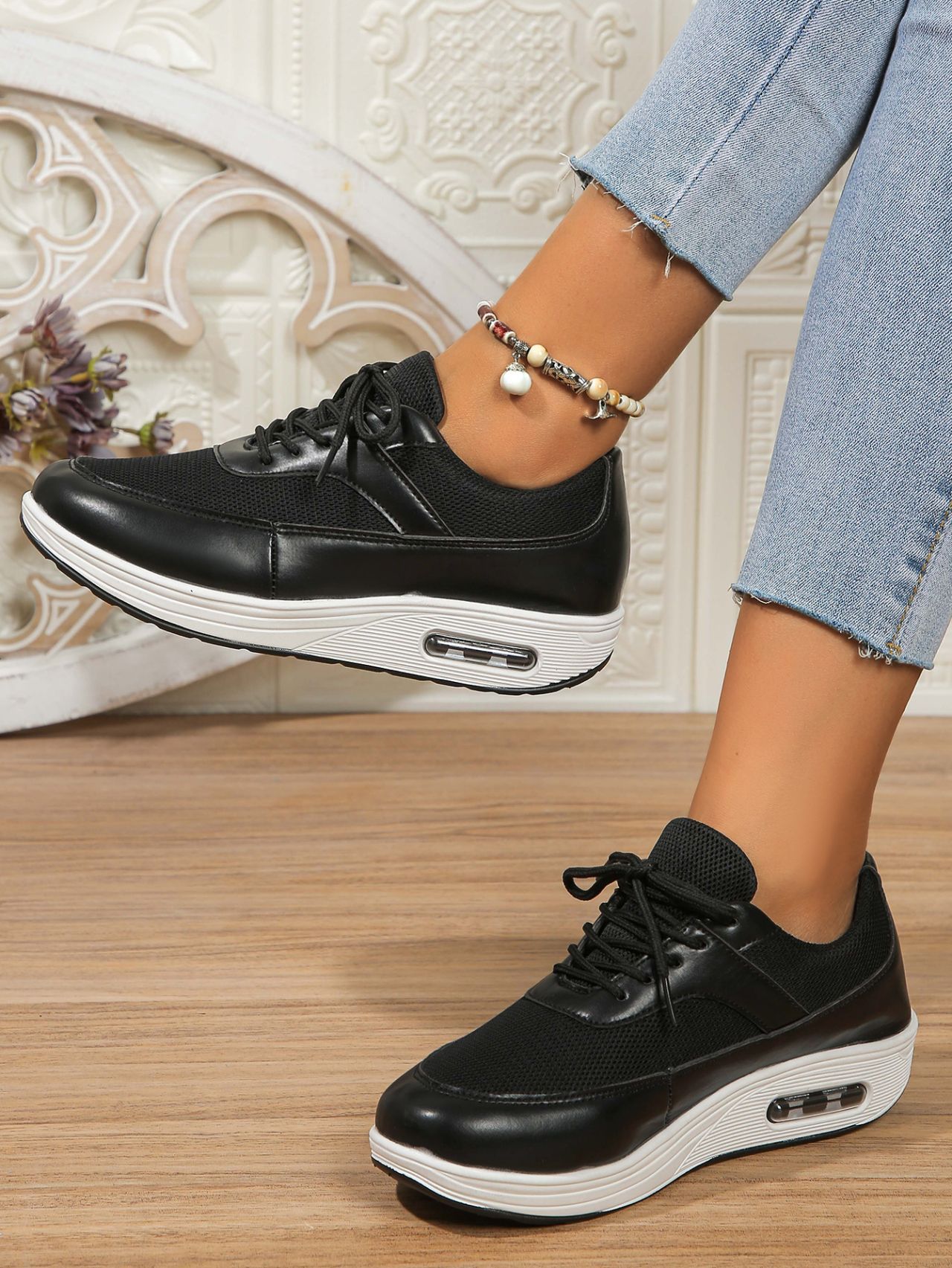 Zapatos de mujer, primavera y verano, zapatos deportivos de suela gruesa de malla para mujer, zapatos de balanceo, zapatos de fitness, zapatos de plataforma, zapatos casuales_voghion.com