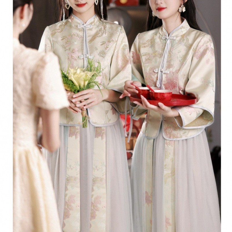 Chinese Bridesmaid Dress 2024 New National Style Slim New Chinese Wedding Bridesmaid Dress Bridesmaid Dress Women Factory