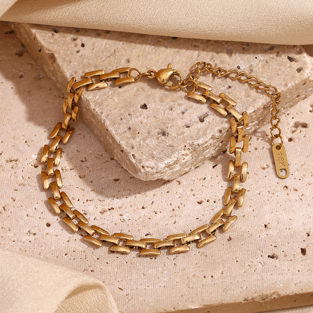 Casual Non-fading Stainless Steel Handmade Chain Bracelet Necklace Sets