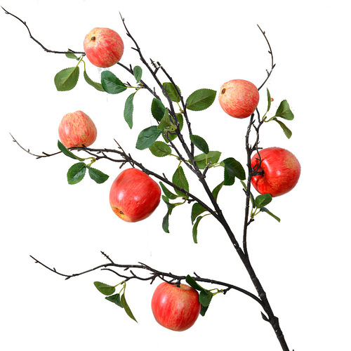 Simulated persimmon and pomegranate single-branch fake flowers, Chinese-style home furnishings, fortune bucket, New Year's Eve flower arrangements, simulated apple fruits