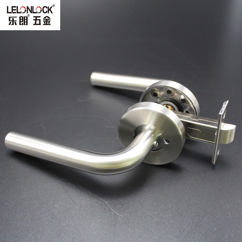 Acero inoxidable transfronterizo americano cerradura de mano de baño con palanca de freno cerradura de puerta de baño sin llave de una sola lengua cerradura de puerta de baño