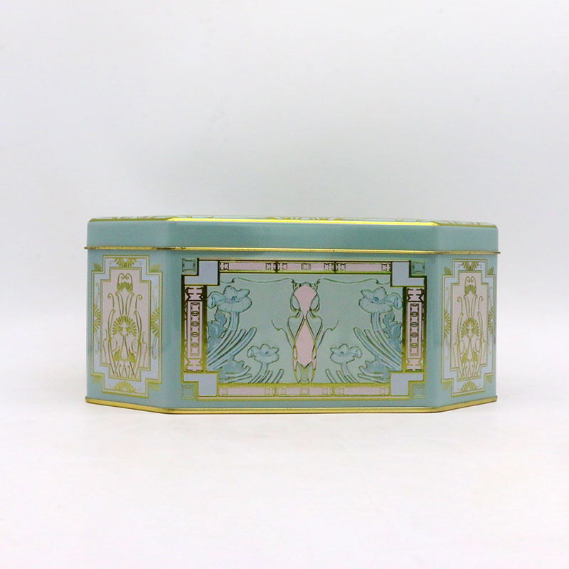 八边形婚礼节庆礼盒金属食品包装铁盒多口味水果硬糖异形包装盒厂