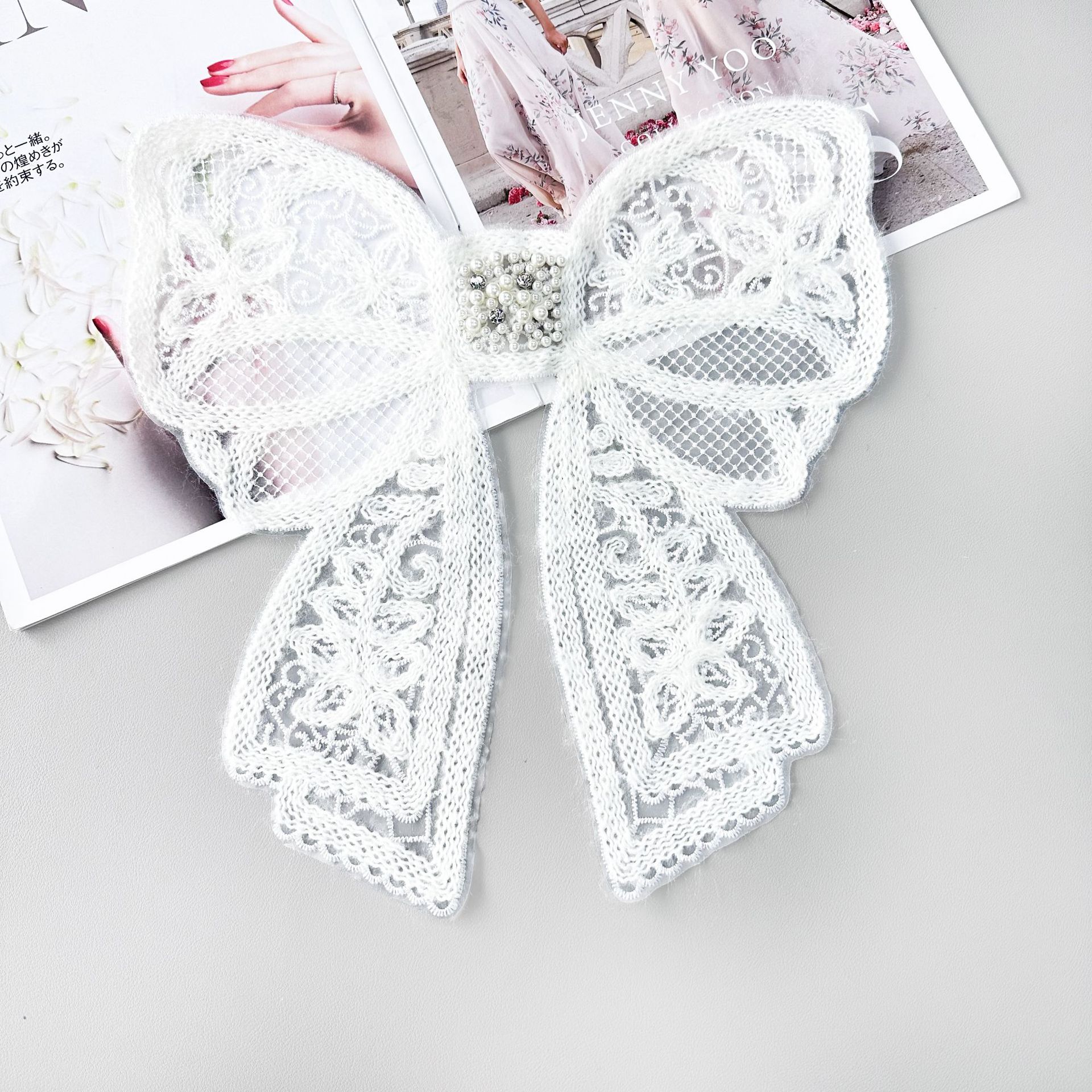 Venta caliente encaje lana bordado arco grande apliques de cuentas bordado DIY decorativo parche tela pegatinas ventas directas de la fábrica image 12