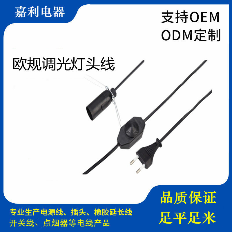 European Two-Pin Plug 2X0.75 Square 303 Switch Cable E14 Lamp Holder Cable Tuv Certified European Power Cord