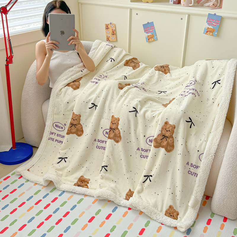 Otoño e invierno más manta cálida de terciopelo Manta multifuncional de terciopelo de leche Manta de almuerzo de terciopelo de cordero grueso Manta de terciopelo de regalo al por mayor