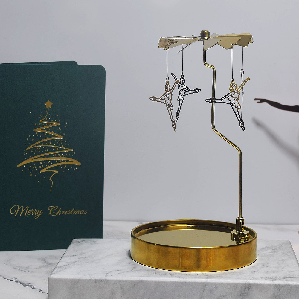 Fuente fabricante al por mayor Amazon INS bandeja redonda de acero inoxidable linterna giratoria giratoria candelabro de aromaterapia giratoria