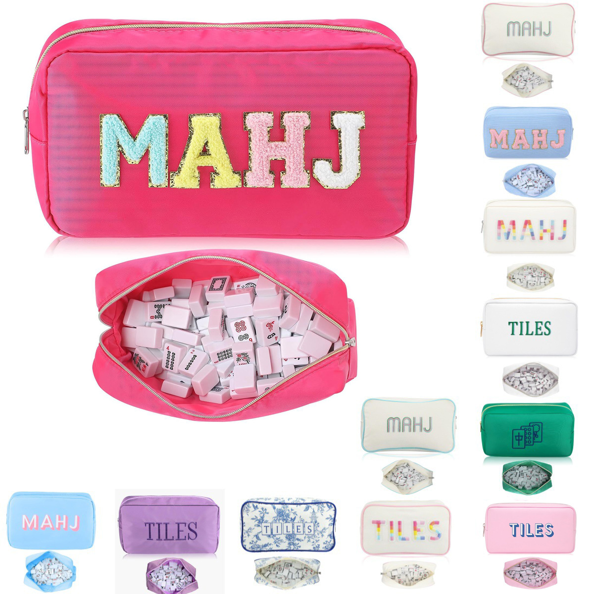 Amazon Cross-Border Customized Mahjong Bag, Multi-Functional Storage Bag, Travel Cosmetic Bag, Toiletry Bag, Convenient Clutch Bag