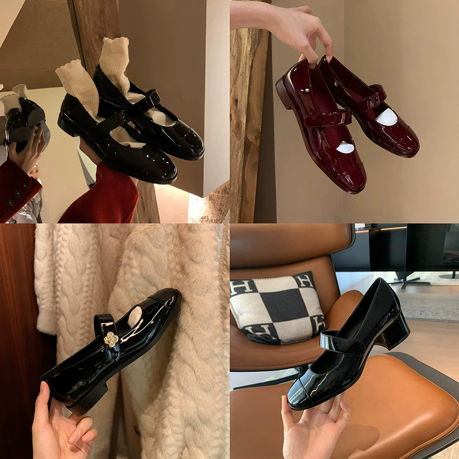 Grape Mom Studiolee классический дикий округлый нос с толстыми каблуками Maryzhen одиночные туфли маленькие кожаные обувь женская весна и осень