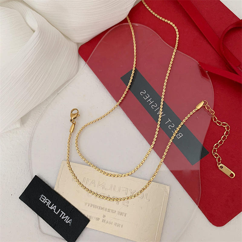 Daily, Shopping Occasion Titanium Steel Material Ins Style Solid Color Titanium Steel Bracelets Necklace