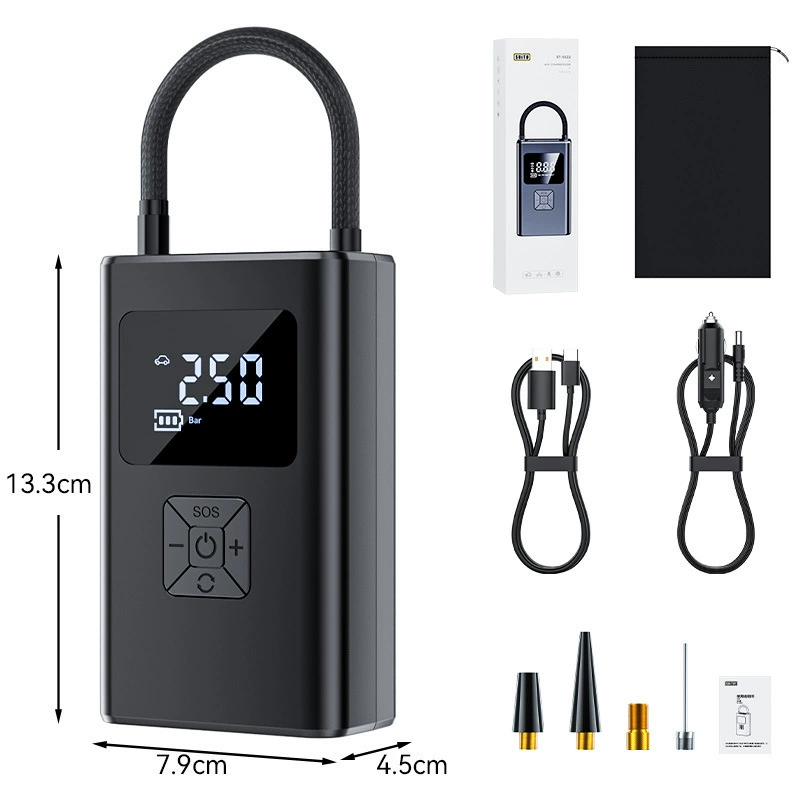 Автомобильный насос, портативный автомобильный насос, электрический насос для подкачки шин с подсветкой, двойное питание