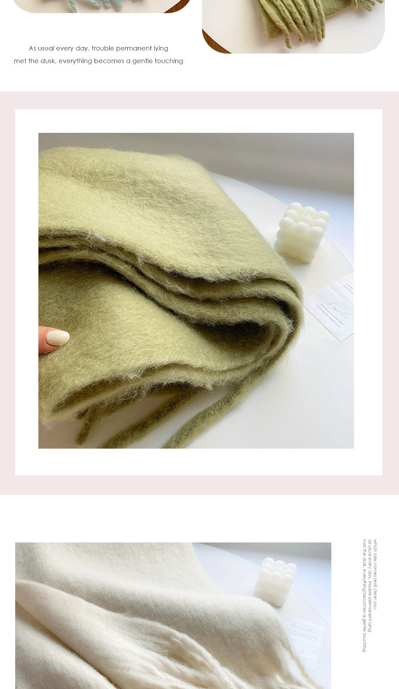 Fluffy Solid Scarf For Women Warm Winter Cashmere Style Shawl_voghion.com