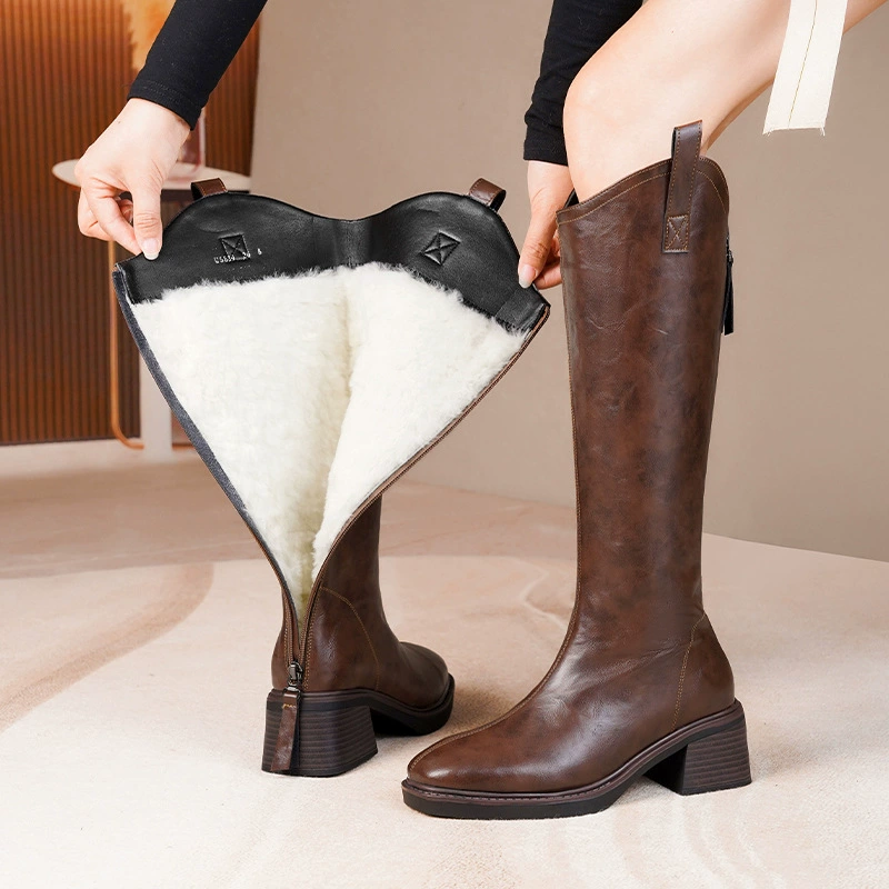 Длинные сапоги, длинные сапоги, женские бархатные мягкие шерстяные туфли