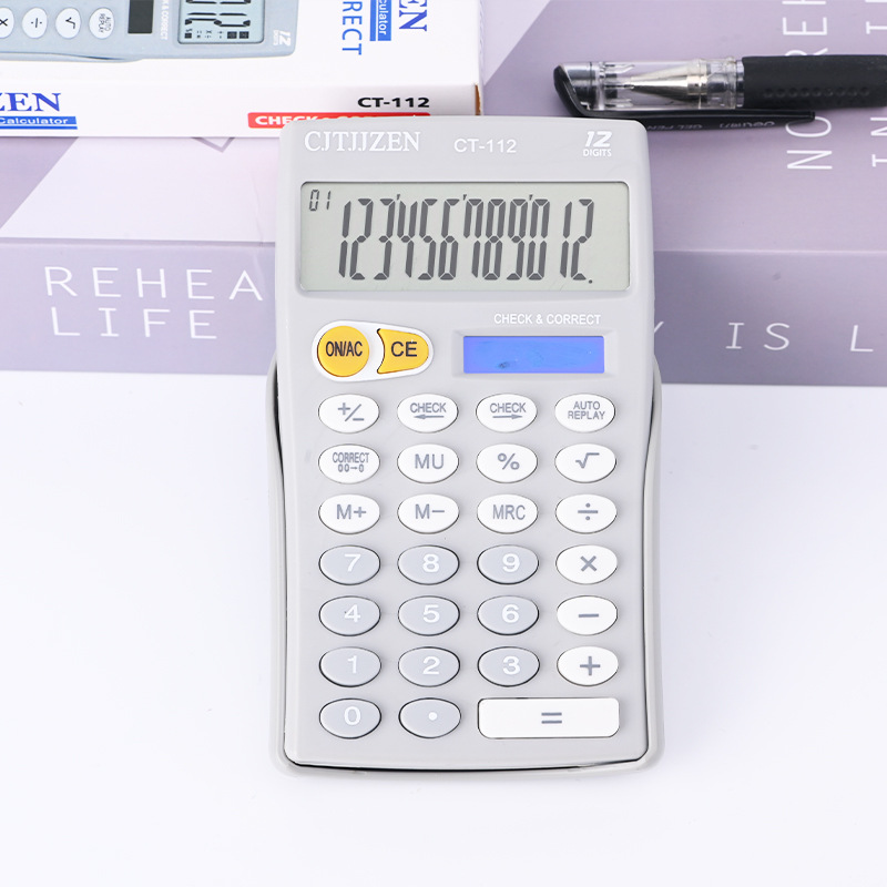Calculadora de pantalla grande de 12 bits CT-112 negocios creativo de doble potencia solar Oficina suministros de computadora al por mayor