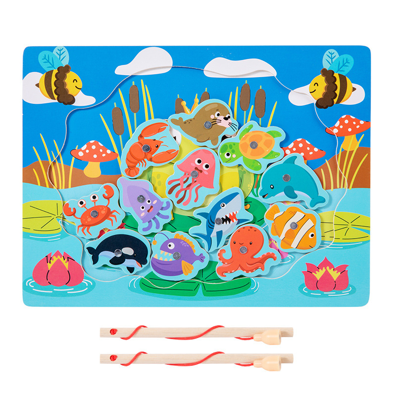 Juegos de pesca magnética divertidos juguetes multi-estilo tema marino para bebés puzzle educación temprana iluminación cognitiva
