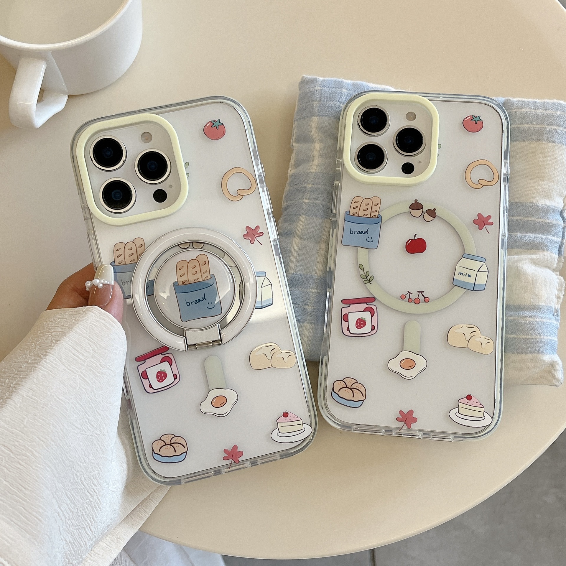 Postre fresco pequeño de nicho simple para Apple 16ProMax soporte magnético 15Pro personalidad pareja de 14PM