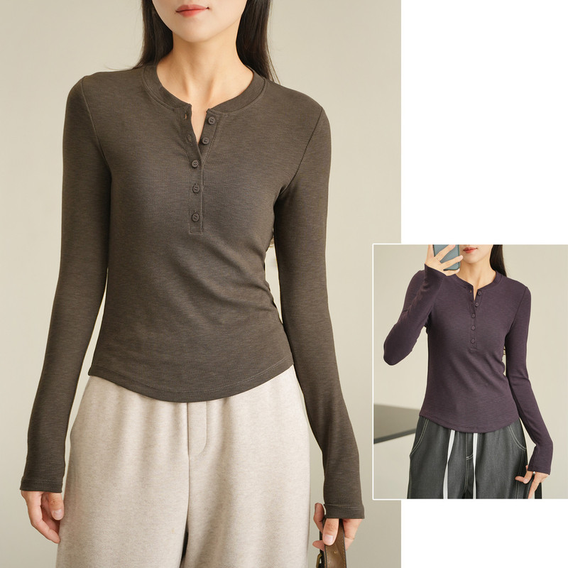 Women's Small Stand-Up Collar Button-Down Base Shirt, Slim-Fitting Long-Sleeve Solid Color T-Shirt for Layering, Spring and Autumn Style, Women's Clothing Women's Small Stand-Up Collar Button-Down Base Shirt, Slim-Fitting Long-Sleeve Solid Color T-Shirt for Layering, Spring and Autumn Style, Women's Clothing