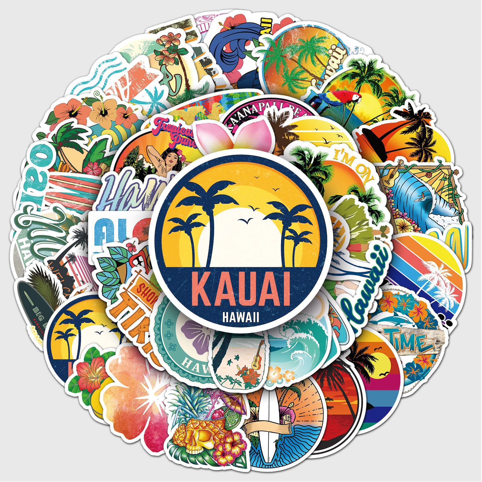 50 unidades ins estilo Hawaiano paisaje graffiti personalizado viaje portátil scooter decoración del coche pegatinas