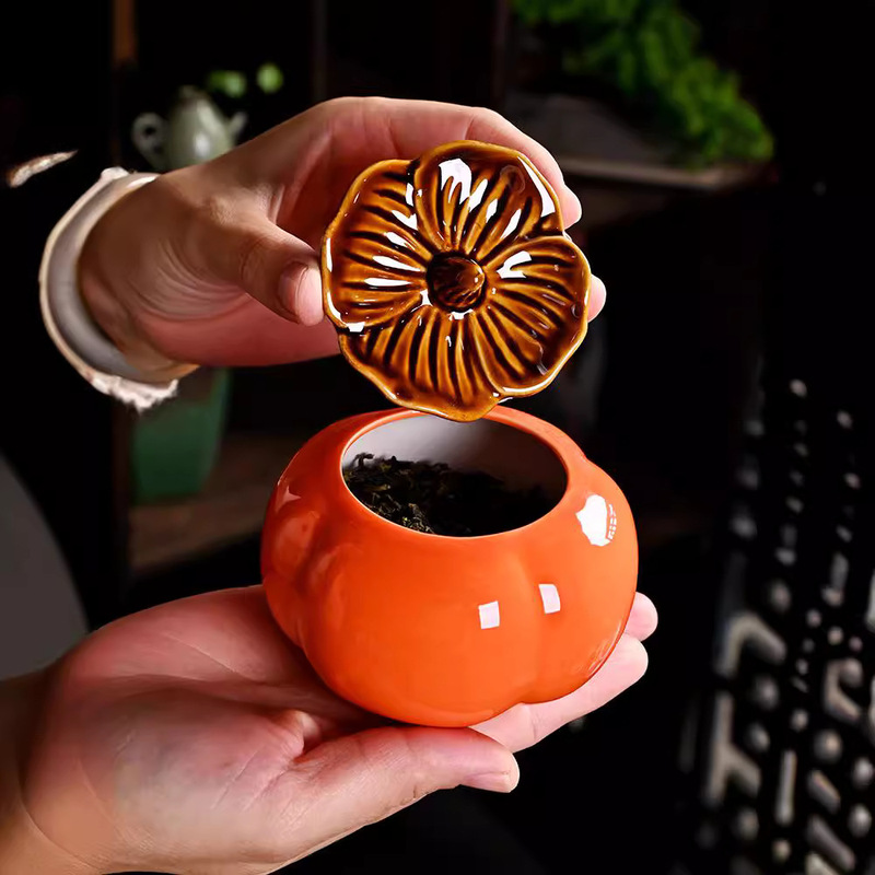 クリエイティブ柿茶葉缶柿柿如意喜糖缶陶磁器シミュレーション柿缶ビジネスイベントプレゼント卸売り|undefined