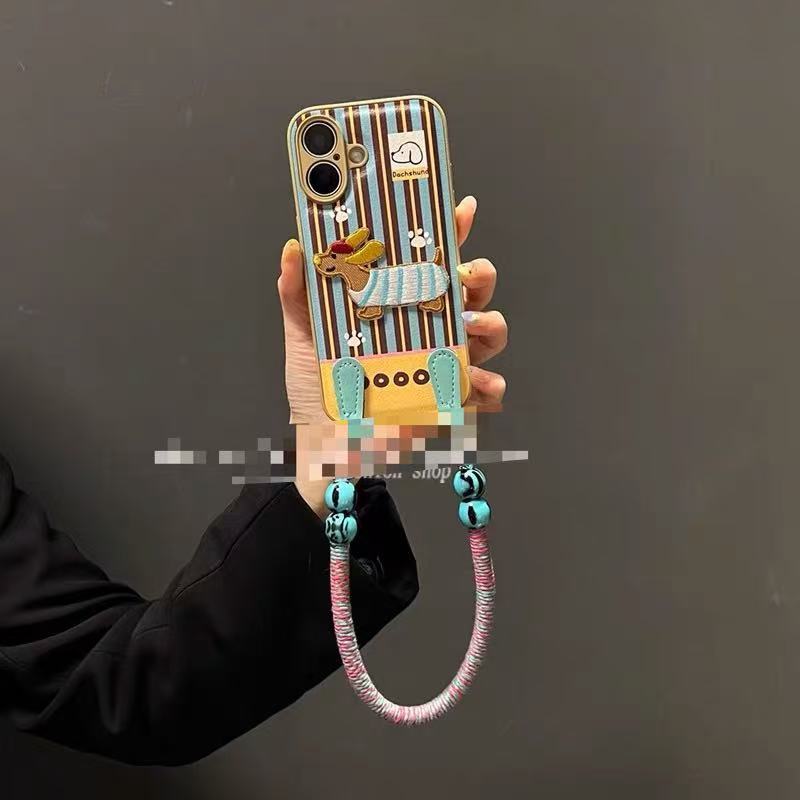 Perro a cuadros retro de nicho para iPhone14/15 funda para teléfono móvil 16Promax nuevo estilo 13 pareja 15pro