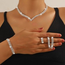 欧美跨境热销锆石项饰时尚简约百搭项链套装 民族风女士颈部配饰