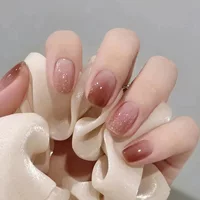 Ногтей ногтей патч прозрачный цвет короткие летние высококачественные флэш-кусок студент съемный носимых ногтей кусок готовый продукт оптом