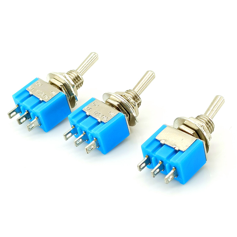 6MM钮子开关MTS-102 3脚2档 蓝色 摇臂摇头开关 汽车改装开关