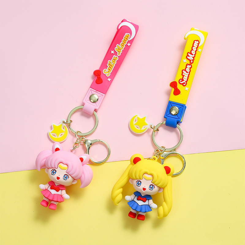 Cute Cartoon Keychain Sailor Moon Silicone Pendant Doll Small Gift Bag Car Key