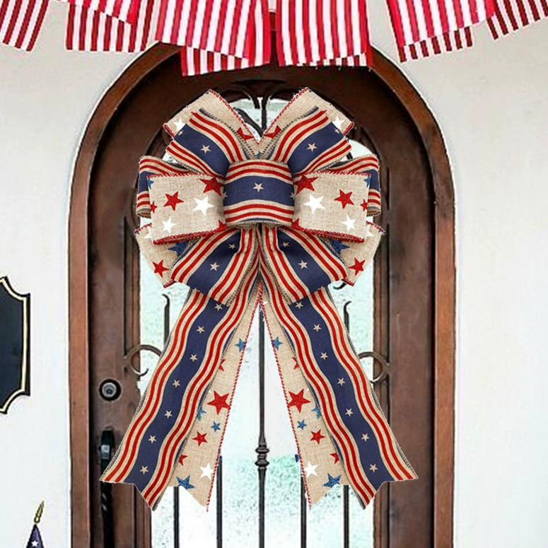Трансграничный новый американский тканый бант День независимости США вечеринка украшения ленты передняя дверь бант подвеска