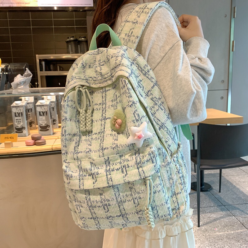 New Niche Junior High School Student Schoolbags Korean Style Corduroy Men's and Women's Backpacks Large Capacity Travel Backpack Wholesale Trend New Niche Junior High School Student Schoolbags Korean Style Corduroy Men's and Women's Backpacks Large Capacity Travel Backpack Wholesale Trend