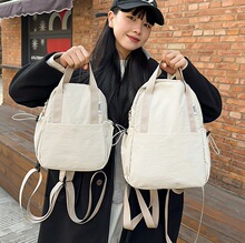 多功能简约纯色双肩包女2025新款户外旅行登山小背包单肩包胸包男