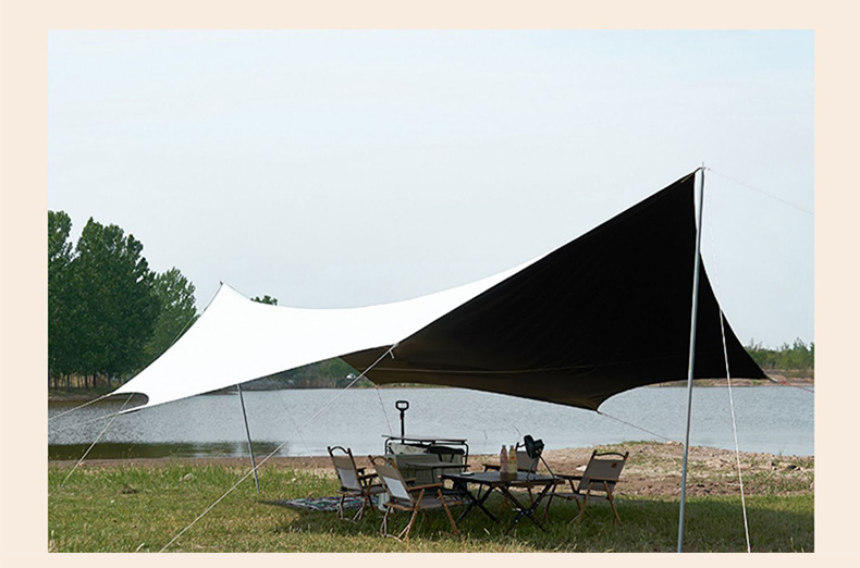 Outdoor Camping Site Leisure Butterfly-Shaped Canopy Park Sunshade Tent Camping Vinyl Rainproof Tent Rain Shelter