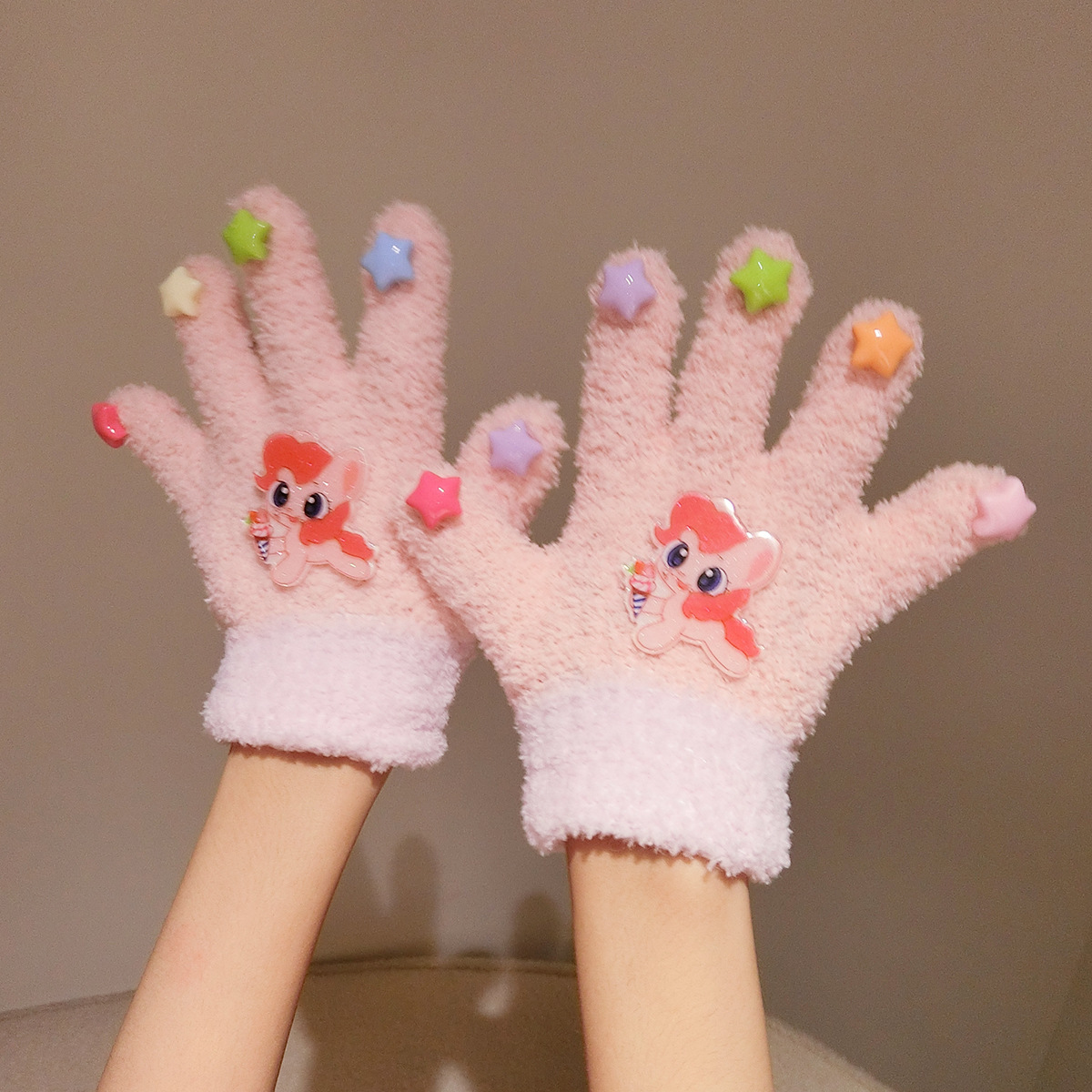 Pink-purple purple gloves, 2-6 years, color