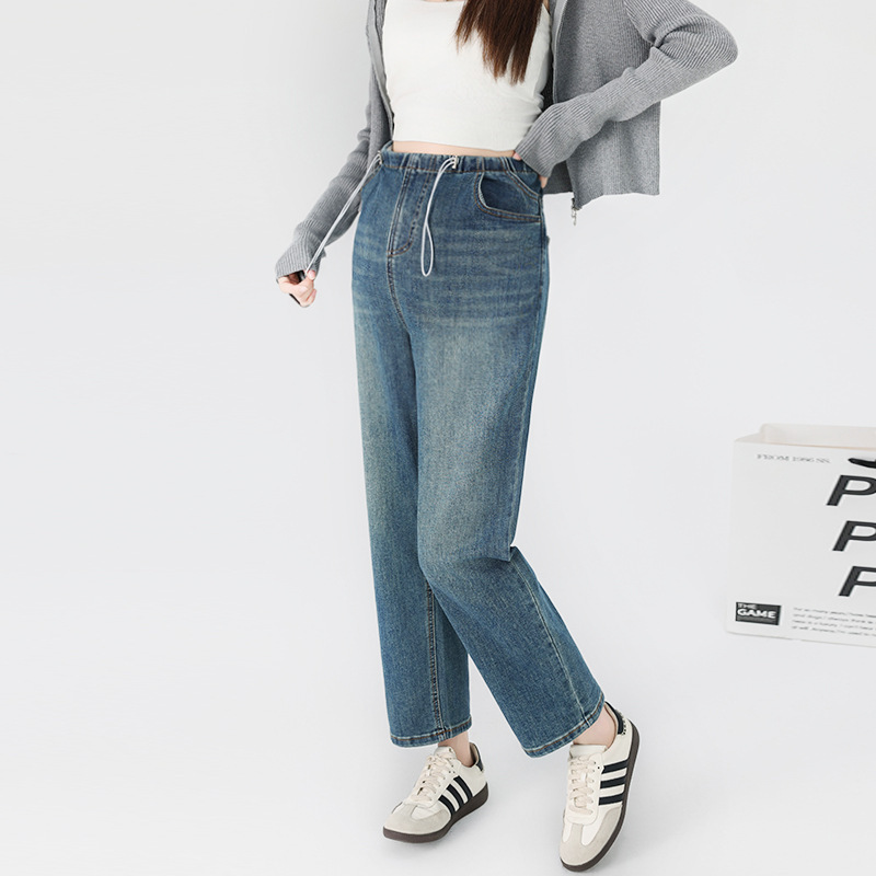 Pregnant Women's Jeans Spring and Autumn Outer Wear Trendy Mom's New Unsupporting Abdominal Postpartum Wearing All-match plus size Slimming Smoke Tube Pants