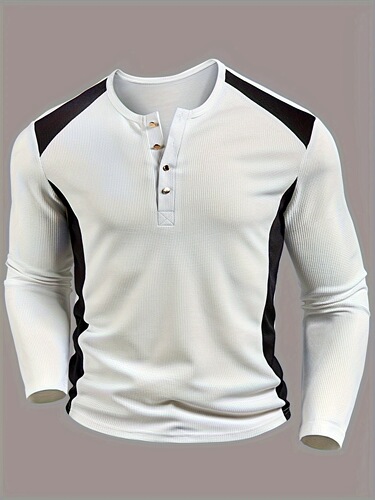 Men's Autumn and Winter Contrast Color Waffle Knit Long