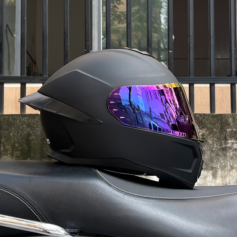 Casco de Motocicleta Certificado ORZ3c para Hombre y Mujer, Casco Integral de Doble Lente, Alerón Trasero Personalizado de Verano, Estilo Semi-Integral con Bluetooth