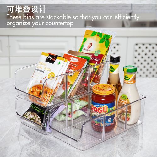 Cross-border best-selling refrigerator storage box, compartment storage box, kitchen organization, transparent stackable tea bag storage box