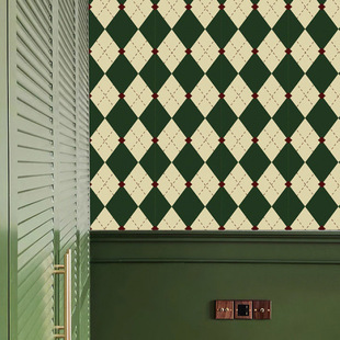 Self-Adhesive Wall Wallpaper Houndstooth French Sticker Thickened Waterproof Retro Furniture Bedroom Dormitory Renovation