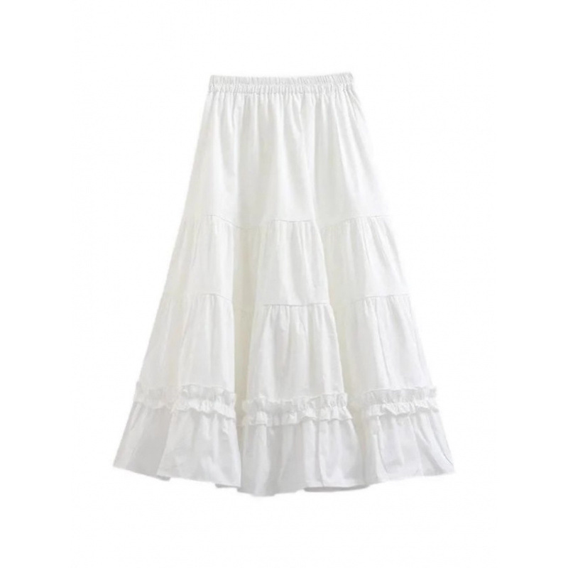 White Spring and Summer New A-Line Long Skirt for Women, Cute and Slimming Pleated Umbrella Skirt, Cake Skirt, Half Skirt White Spring and Summer New A-Line Long Skirt for Women, Cute and Slimming Pleated Umbrella Skirt, Cake Skirt, Half Skirt