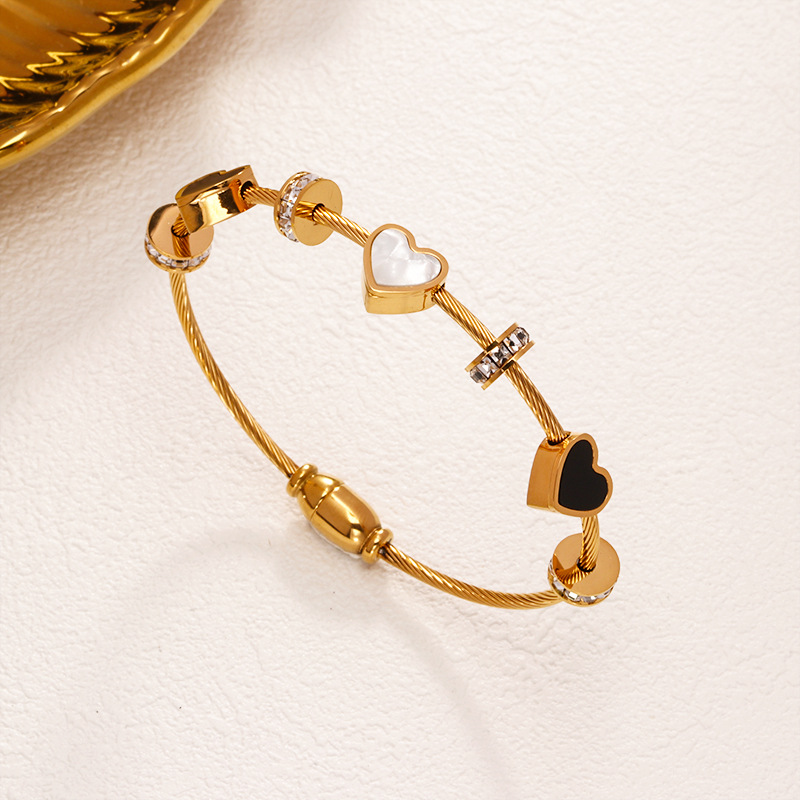 52 러브 스틸 와이어 팔찌 골드