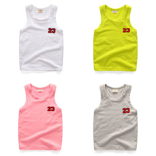 Children's summer vest boys I-shaped vest Korean letter embroidered baby sleeveless T-shirt top wholesale tide