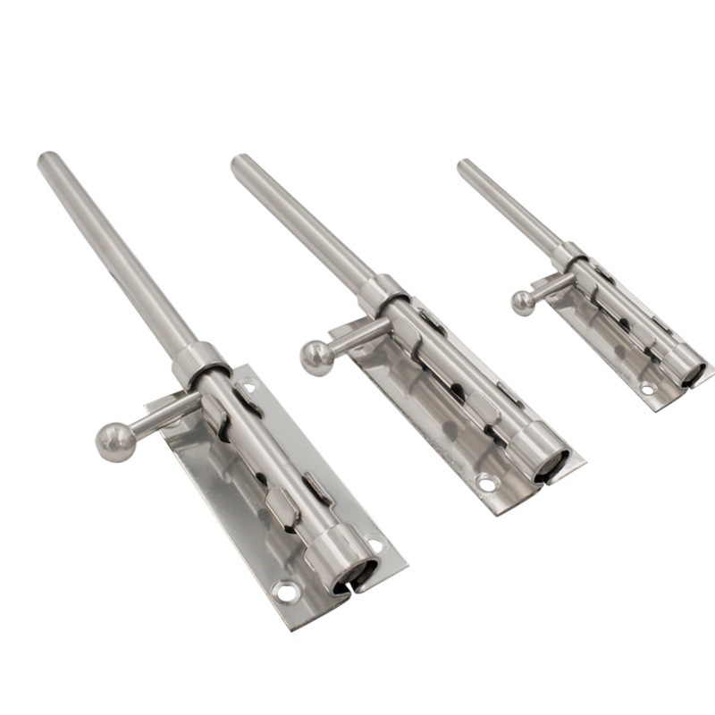 Cerradura de puerta de pestillo de acero inoxidable 304 engrosada antirrobo izquierda y derecha gran puerta perno puerta hebilla pestillo de madera superior e inferior mundo pestillo image 1
